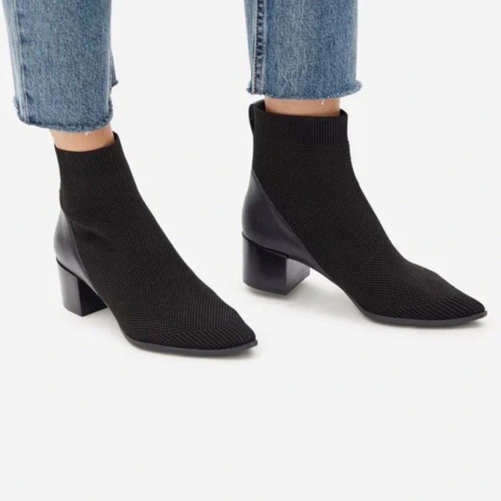 EVERLANE Boss Boot ReKnit Ankle Booties Black 7